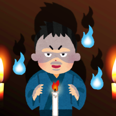暗い中怪談を話す人とひとだま