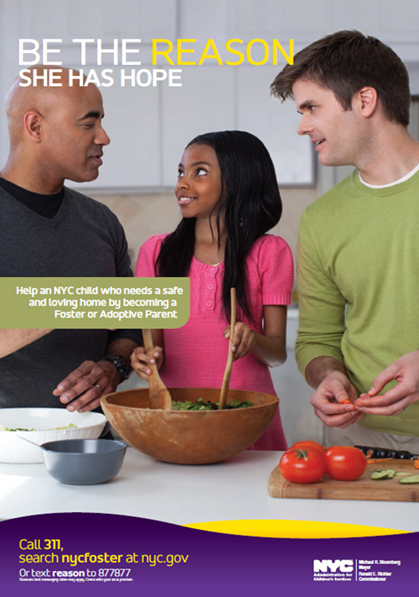 ニューヨーク市の里親募集のポスター。ゲイカップルがモデルになっている
